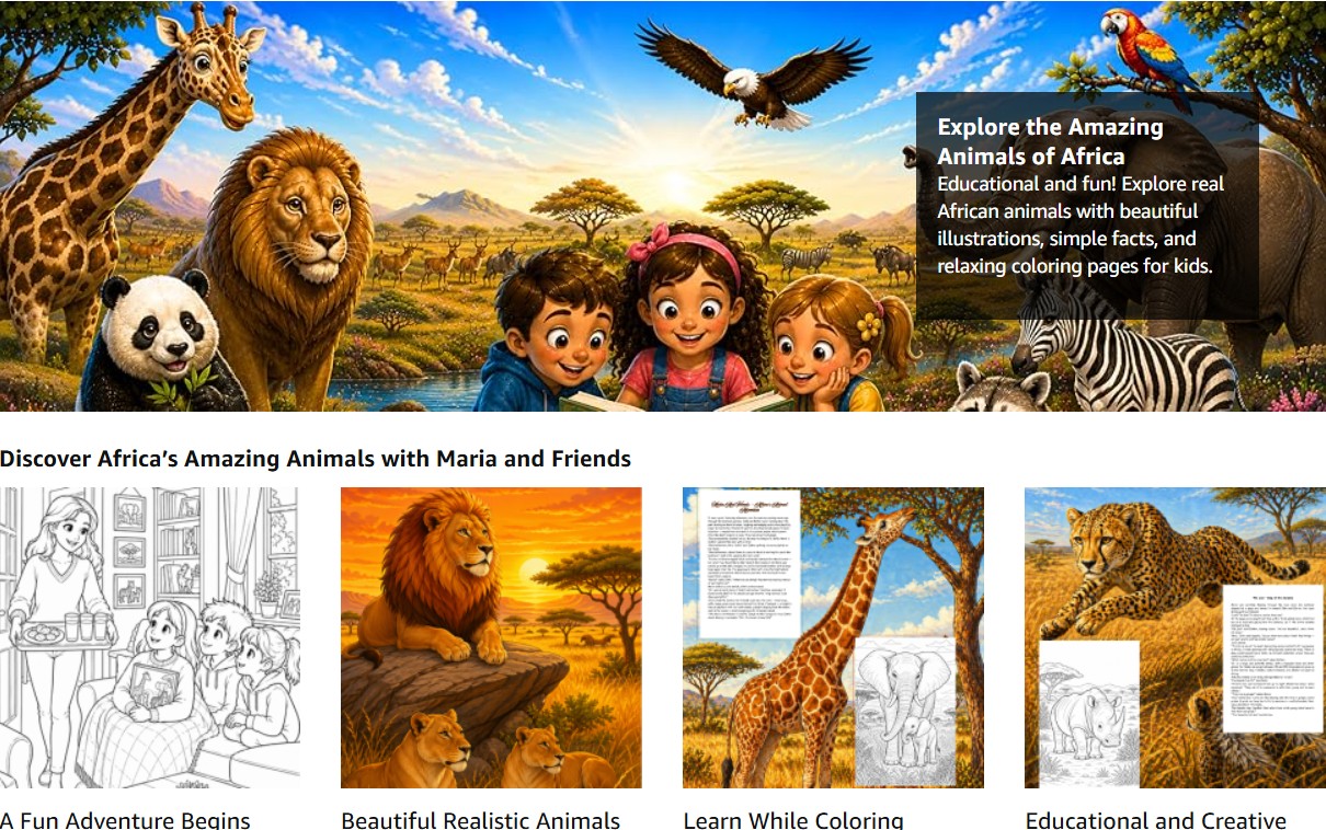 Preview pages from Maria and Friends – Africa's Animal Adventure